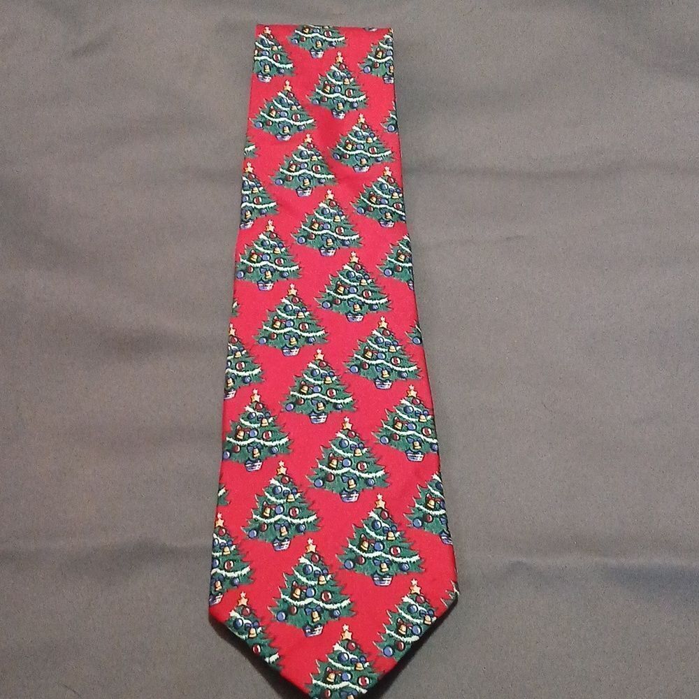 Zylos George Machado 100% Italian Silk Christmas tree tie NWOT